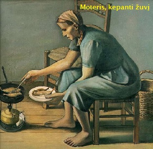 Akopas Akopianas. Moteris kepanti žuvį