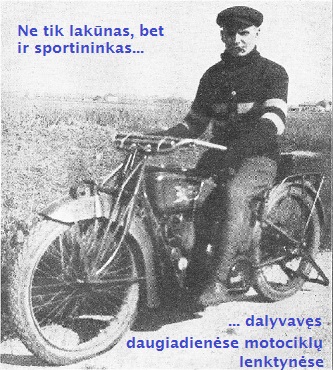 Steponas Darius ant motociklo