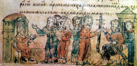 Slavs bring presents to Khasars