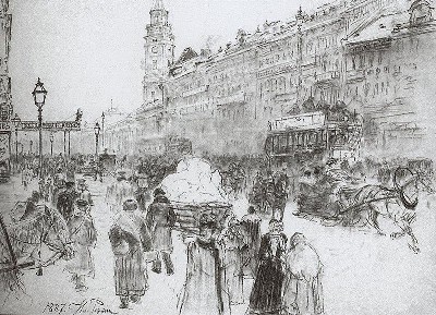 Nevsky prospect by Repin, 1887