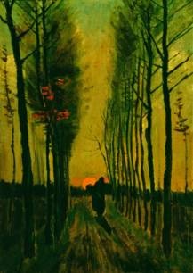 van Gogas. Mėnulio patekėjimas: kviečių kaugės