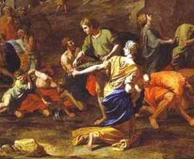 Nicolas Pousin: Israelites Gathering Manna, detail