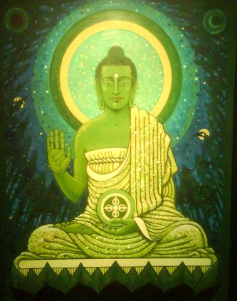 Amogha-Siddhi: Abhaya mudra (nebijojimo gestas)