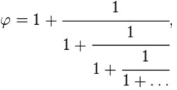 Golden section continuous fraction